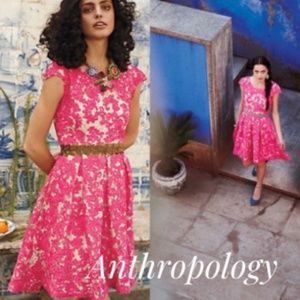 Yoana Baraschi, Anthropology, Pink Applique, A-line Dress